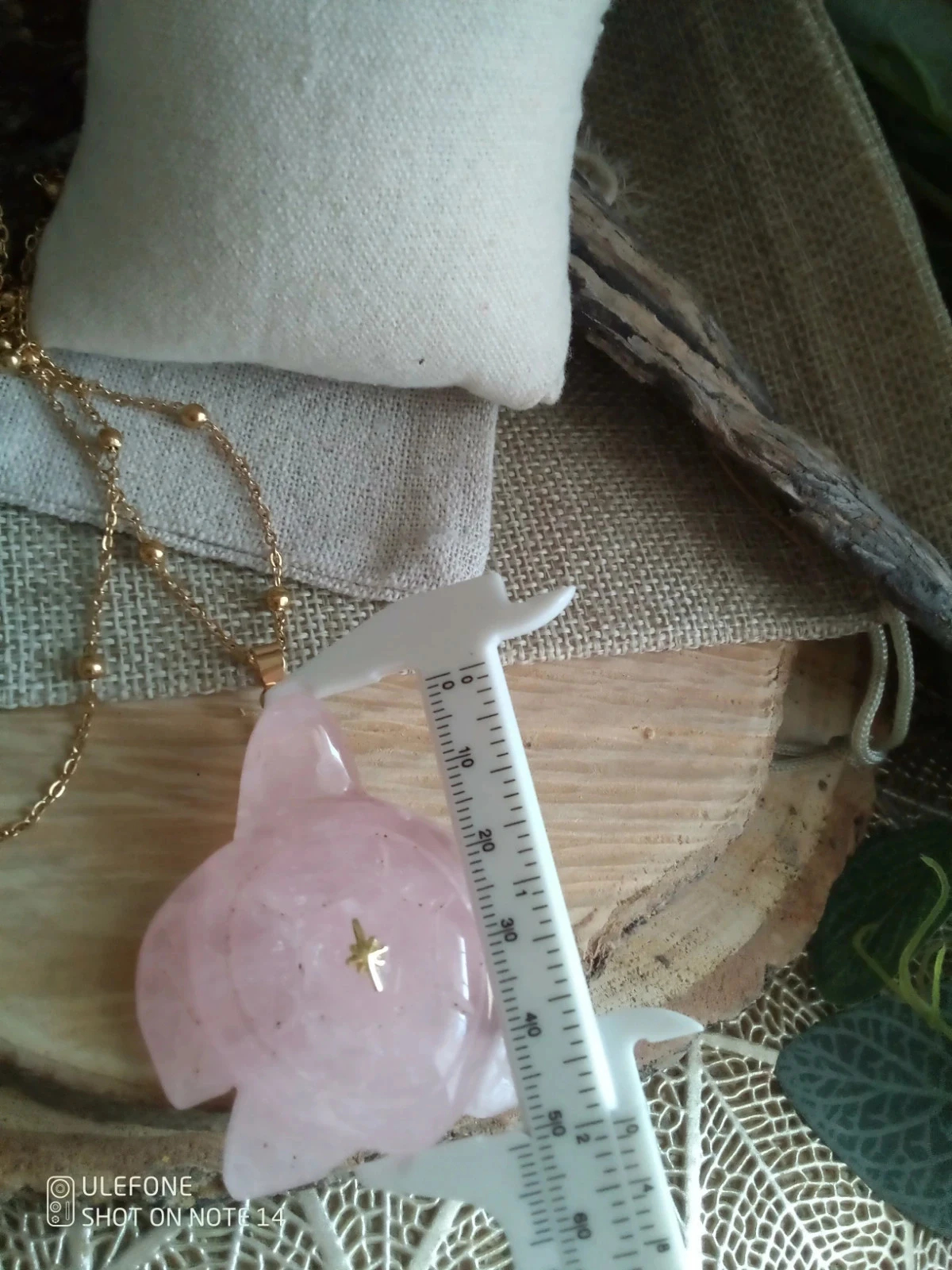 Rose Quartz Stone Turtle Necklace – photo 3